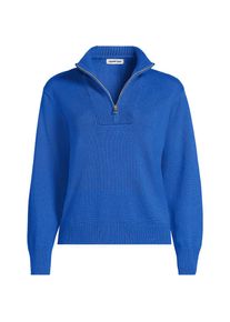 LANDS' END Pullover Drifter Slim Fit mit Rei&szlig;verschluss in Plus-Gr&ouml;&szlig;e, Damen, size: plus, Blau, Baumwolle, by Lands' End