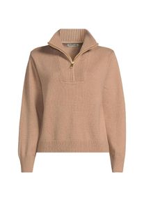 LANDS' END Pullover Drifter Slim Fit mit Rei&szlig;verschluss in Petite-Gr&ouml;&szlig;e, Damen, size: petite, Braun, Baumwolle, by Lands' End