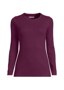 LANDS' END Langarmshirt aus mikrofeinem Baumwollripp f&uuml;r Damen in Petite-Gr&ouml;&szlig;e, Damen, size: petite, Lila, Baumwolle/Elasthan, by Lands' End