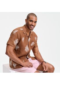 LANDS' END Premium Reinleinen-Hemd mit Kuba-Kragen f&uuml;r Herren, Herren, size: regular, Braun, Baumwolle/Leinen, by Lands' End