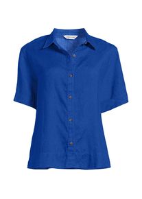 LANDS' END Premium Reinleinen-Hemd mit kurzen &Auml;rmeln f&uuml;r Damen in Petite-Gr&ouml;&szlig;e, Damen, size: petite, Blau, Leinen, by Lands' End