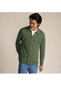 LANDS' END Jersey-Sweaterjacke mit Brusttaschen f&uuml;r Herren, Herren, size: regular, Gr&uuml;n, Wolle/Polyester/Polyacryl, by Lands' End