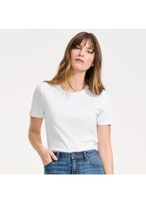 LANDS' END Supima Kurzarm-Shirt mit rundem Ausschnitt f&uuml;r Damen in Petite-Gr&ouml;&szlig;e, Damen, size: petite, Wei&szlig;, Baumwolle, by Lands' End