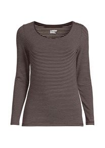 LANDS' END Baumwolle/Modal-Shirt mit Ballett-Ausschnitt f&uuml;r Damen in Petite-Gr&ouml;&szlig;e, Damen, size: petite, Braun, Baumwolle Modal, by Lands' End
