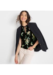 LANDS' END Top aus Leinenmix mit Bindekragen f&uuml;r Damen, Damen, size: regular, Schwarz, Leinen, by Lands' End