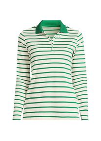 LANDS' END Supima-Poloshirt mit langen &Auml;rmeln f&uuml;r Damen, Damen, size: regular, Gr&uuml;n, Baumwolle, by Lands' End