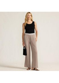 LANDS' END Satinhose mit Streifenbund f&uuml;r Damen in Petite-Gr&ouml;&szlig;e, Damen, size: petite, Elfenbein, Polyester, by Lands' End