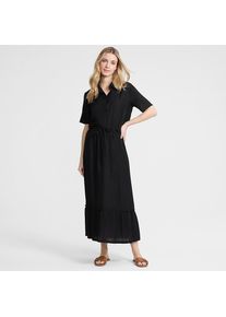 LANDS' END Wadenlanger Ready to Go Volantrock f&uuml;r Damen, Damen, size: regular, Schwarz, Nylon/Viskose, by Lands' End