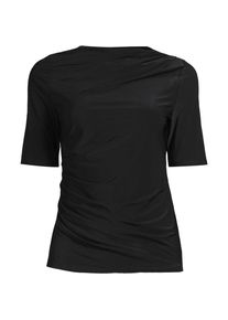 LANDS' END Silk Knit Gerafftes Shirt mit ellbogenlangen &Auml;rmeln in Plus-Gr&ouml;&szlig;e f&uuml;r Damen, Damen, size: plus, Schwarz, Polyester-Mischung, by Lands' End
