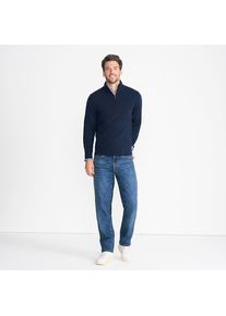 LANDS' END Kaschmir-Pullover mit Rei&szlig;verschluss, Herren, size: regular, Blau, Kaschmir, by Lands' End
