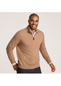 LANDS' END Kaschmir-Pullover mit Rei&szlig;verschluss, Herren, size: regular, Braun, Kaschmir, by Lands' End