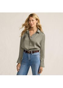 LANDS' END Satinbluse f&uuml;r Damen, Damen, size: regular, Gr&uuml;n, Polyester, by Lands' End