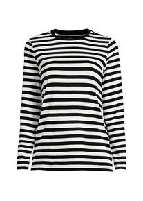 LANDS' END Supima-Shirt, Langarm, Damen, size: regular, Schwarz, Baumwolle, by Lands' End