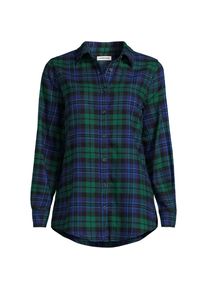 LANDS' END Boyfriend-Bluse aus Flanell f&uuml;r Damen in Plus-Gr&ouml;&szlig;e, Damen, size: plus, Blau, Baumwolle, by Lands' End