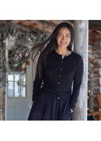 LANDS' END Kaschmir-Cardigan mit rundem Ausschnitt in Petite-Gr&ouml;&szlig;e, Damen, size: petite, Schwarz, Kaschmir, by Lands' End