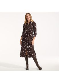 LANDS' END Premium Reinleinen-Midikleid f&uuml;r Damen, Damen, size: regular, Braun, by Lands' End