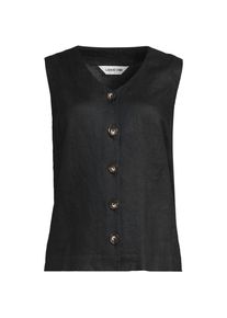 LANDS' END Premium Reinleinen-Top mit Kn&ouml;pfen f&uuml;r Damen, Damen, size: regular, Schwarz, Leinen, by Lands' End