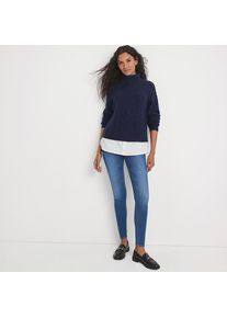 LANDS' END Rollkragenpullover im Lagenlook f&uuml;r Damen, Damen, size: regular, Blau, Polyacryl/Baumwoll-Mischung/Woll-Mischung, by Lands' End