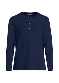 LANDS' END Ottoman-Henleyshirt mit langen &Auml;rmeln f&uuml;r Herren, Herren, size: regular, Blau, Baumwolle/Polyester/Baumwoll-Mischung, by Lands' End
