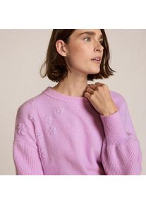 LANDS' END Rundhalspullover mit aufgestickten Blumen f&uuml;r Damen, Damen, size: regular, Lila, by Lands' End
