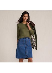 LANDS' END Kurzer Soft Denim Jeansrock mit Kn&ouml;pfen in Petite-Gr&ouml;&szlig;e, Damen, size: petite, Blau, Baumwolle, by Lands' End