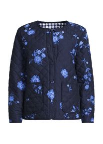 LANDS' END Kragenlose gemusterte FeatherFree&trade; Wende-Steppjacke, Damen, size: regular, Blau, Polyester, by Lands' End