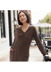 LANDS' END Crinkle-Cardigan f&uuml;r Damen, Damen, size: regular, Braun, Polyester/Viskose/Polyester-Mischung, by Lands' End