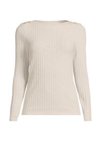 LANDS' END Rippstrick-Shirt mit U-Boot-Ausschnitt f&uuml;r Damen, Damen, size: regular, Beige, Elasthan/Baumwoll-Mischung/Polyester-Mischung, by Lands' End