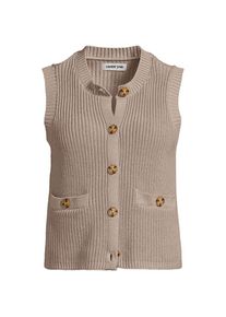 LANDS' END &Auml;rmellose Rippstrick-Weste f&uuml;r Damen, Damen, size: regular, Beige, Baumwolle, by Lands' End