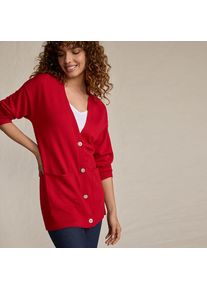 LANDS' END Merino-Cardigan mit Strasskn&ouml;pfen f&uuml;r Damen in Petite-Gr&ouml;&szlig;e, Damen, size: petite, Rot, Wolle, by Lands' End