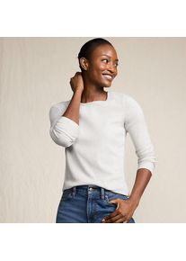 LANDS' END Langarmshirt aus mikrofeinem Baumwollripp f&uuml;r Damen, Damen, size: regular, Grau, Baumwolle/Elasthan, by Lands' End