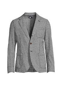 LANDS' END Soft Ease Sakko aus Leinen/Baumwoll-Mix, Herren, size: regular, Schwarz, by Lands' End