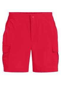 LANDS' END Schnelltrocknende UPF 50 Cargo-Badeshorts f&uuml;r Herren, 18 cm, Herren, size: regular, Rot, Elasthan/Polyester-Mischung, by Lands' End