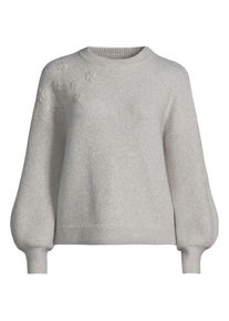 LANDS' END Rundhalspullover mit aufgestickten Blumen f&uuml;r Damen, Damen, size: regular, Elfenbein, by Lands' End