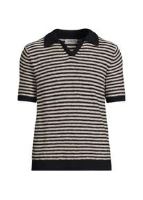 LANDS' END Leinenmix-Polopullover mit kurzen &Auml;rmeln f&uuml;r Herren, Herren, size: regular, Schwarz, Baumwolle/Leinen/Nylon, by Lands' End