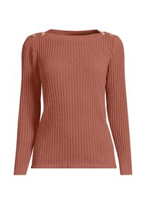 LANDS' END Rippstrick-Shirt mit U-Boot-Ausschnitt f&uuml;r Damen, Damen, size: regular, Braun, Elasthan/Baumwoll-Mischung/Polyester-Mischung, by Lands' End