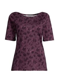 LANDS' END Supima&reg; T-Shirt mit U-Boot-Ausschnitt und gekn&ouml;pfter Schulter in Petite-Gr&ouml;&szlig;e f&uuml;r Damen, Damen, size: petite, Lila, Baumwolle, by Lands' End