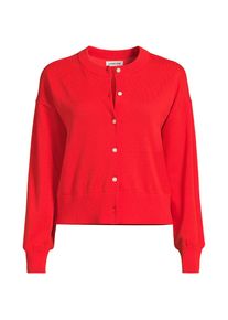LANDS' END Kurzer Feinstrick-Cardigan aus Baumwolle f&uuml;r Damen in Plus-Gr&ouml;&szlig;e, Damen, size: plus, Rot, Baumwolle, by Lands' End