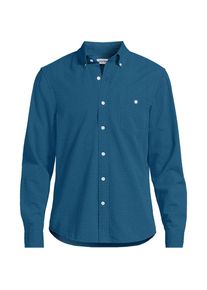 LANDS' END Seersucker-Hemd mit langen &Auml;rmeln f&uuml;r Herren, Herren, size: regular, Blau, Baumwolle, by Lands' End