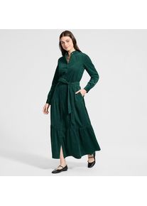 LANDS' END Feincord-Maxikleid mit Stufenrock, Damen, size: regular, Gr&uuml;n, Baumwolle, by Lands' End