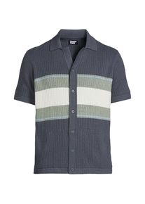 LANDS' END Strick-Poloshirt mit Knopfleiste f&uuml;r Herren, Herren, size: regular, Blau, Viskose/Baumwoll-Mischung/Nylon-Mischung, by Lands' End