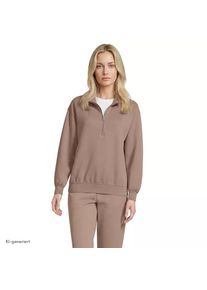 LANDS' END Serious Sweats Pullover mit Rei&szlig;verschluss, Damen, size: regular, Braun, Baumwoll-Mischung/Polyester-Mischung, by Lands' End