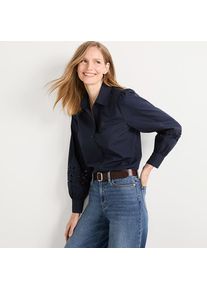 LANDS' END Hemdbluse mit Cutout-Detail f&uuml;r Damen, Damen, size: regular, Blau, Baumwolle, by Lands' End