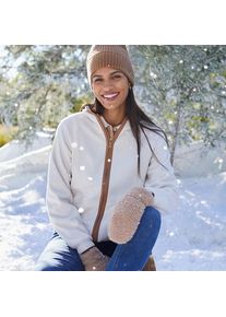 LANDS' END Anyweather Fleece-Jacke mit Kapuze f&uuml;r Damen in Petite-Gr&ouml;&szlig;e, Damen, size: petite, Elfenbein, Polyester, by Lands' End