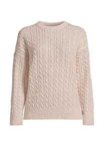LANDS' END Zopfmusterpullover Drifter mit Rundausschnitt, Damen, size: regular, Beige, Baumwolle, by Lands' End
