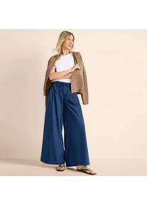 LANDS' END Extraweite Bundfaltenhose aus Baumwoll-Popeline f&uuml;r Damen, Damen, size: regular, Blau, Baumwolle, by Lands' End