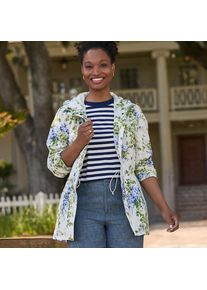 LANDS' END Wasserdichte Gemusterte Regenjacke SQUALL mit Packfach f&uuml;r Damen in Petite-Gr&ouml;&szlig;e, Damen, size: petite, Blau, Polyester, by Lands' End