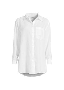 LANDS' END Langes Oversized Premium Reinleinen-Hemd in Petite-Gr&ouml;&szlig;e, Damen, size: petite, Wei&szlig;, Leinen, by Lands' End
