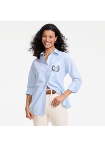 LANDS' END Lange weite B&uuml;gelfrei-Bluse f&uuml;r Damen, Damen, size: regular, Blau, Baumwolle, by Lands' End