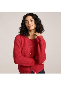 LANDS' END Boucl&eacute;-Cardigan mit goldfarbenen Kn&ouml;pfen f&uuml;r Damen, Damen, size: regular, Rot, Wolle/Polyester/Polyacryl, by Lands' End